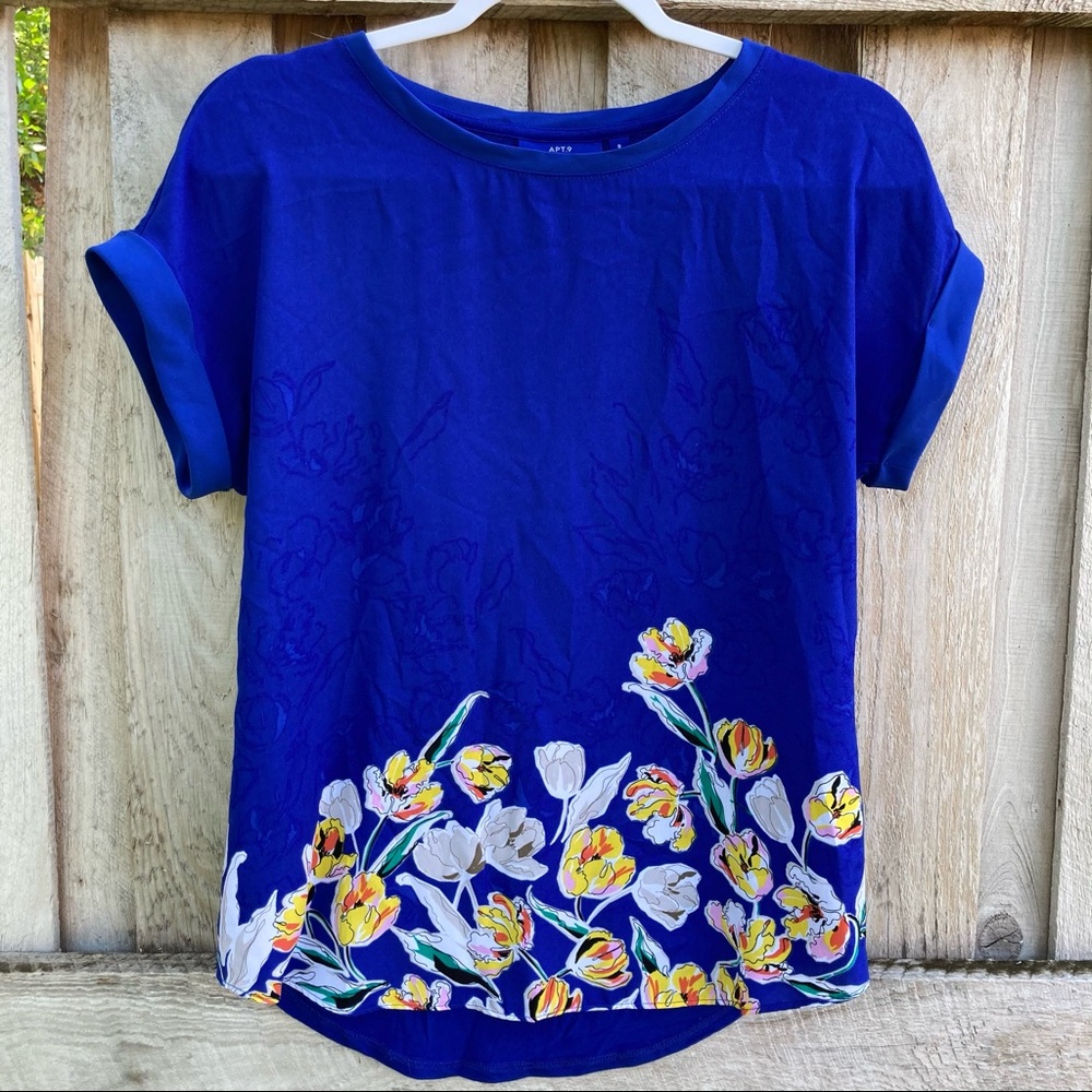 Royal Blue Floral Shortsleeve Blouse